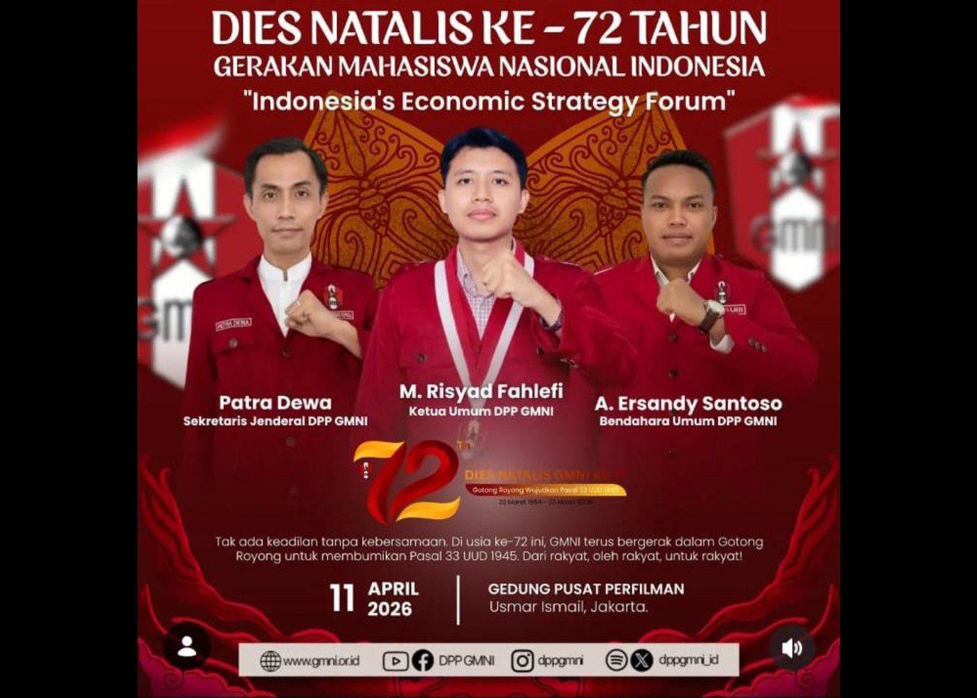 GMNI Puncakan Dies Natalis ke-72, Wamen Industri: GMNI Bisa Jadi Motor Industrialisasi