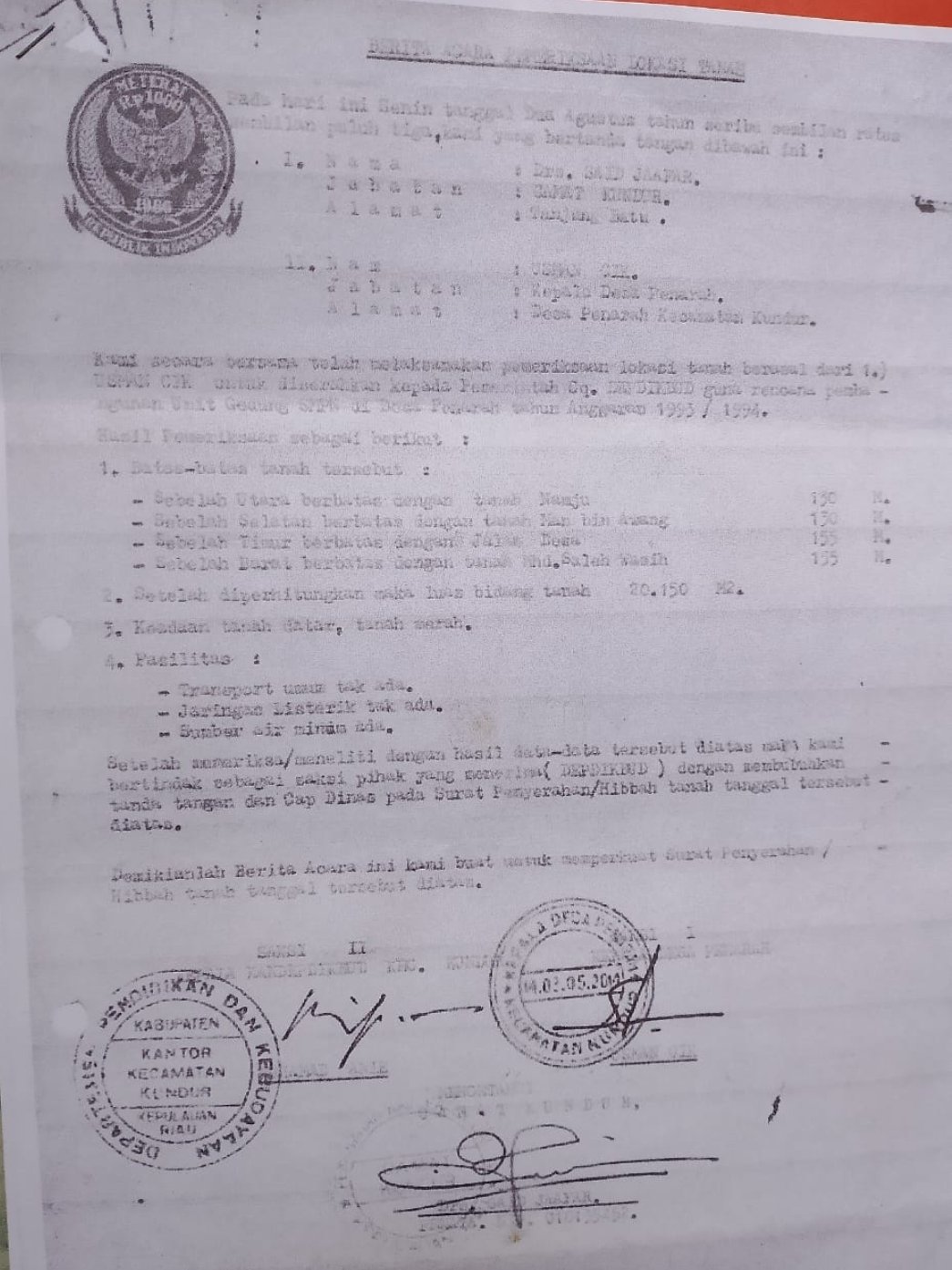 LAHAN SELUAS 112 HEKTARE DENGAN SEBANYAK  59 SURAT KETERANGAN KETERANGAN LAHAN (SPORADIK) DI DESA PENARAH BELAT KARIMUN-KEPRI: TIDAK DITEMUKAN BUKU REGISTRASINYA DI KANTOR DESA PENARAH.