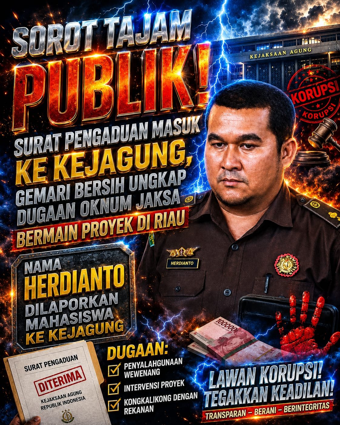 GEMARI: Herdianto Kasi Uheksi Kejati Riau Cuma Ujung Keris–Tapi Kami Akan Tarik Keris Itu Sampai ke Gagangnya di Jakarta