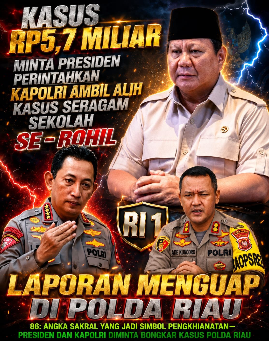 Presiden Diminta Turun Tangan: “Kapolri Harus Bongkar Dugaan Laporan Rp5,7 Miliar yang Diyakini  Di-86-kan di Polda Riau”