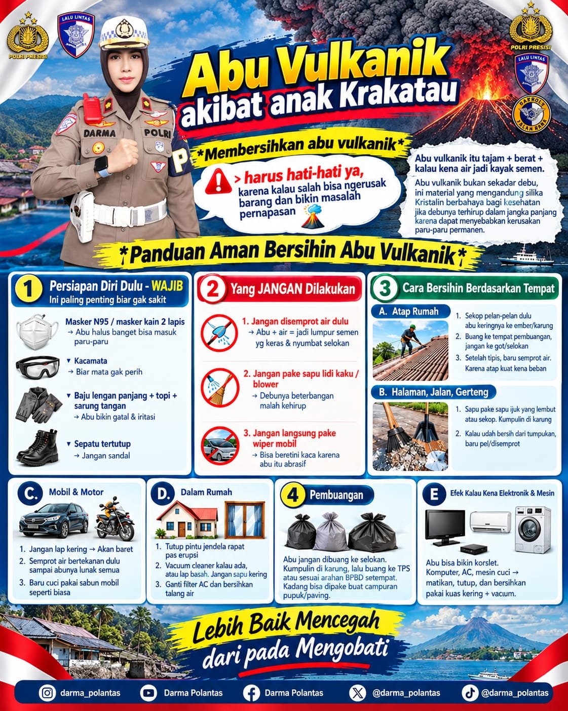 Kompol Darmawati, SE, SH, MH Imbau Warga Tetap Tenang Hadapi Aktivitas Erupsi Gunung Anak Krakatau