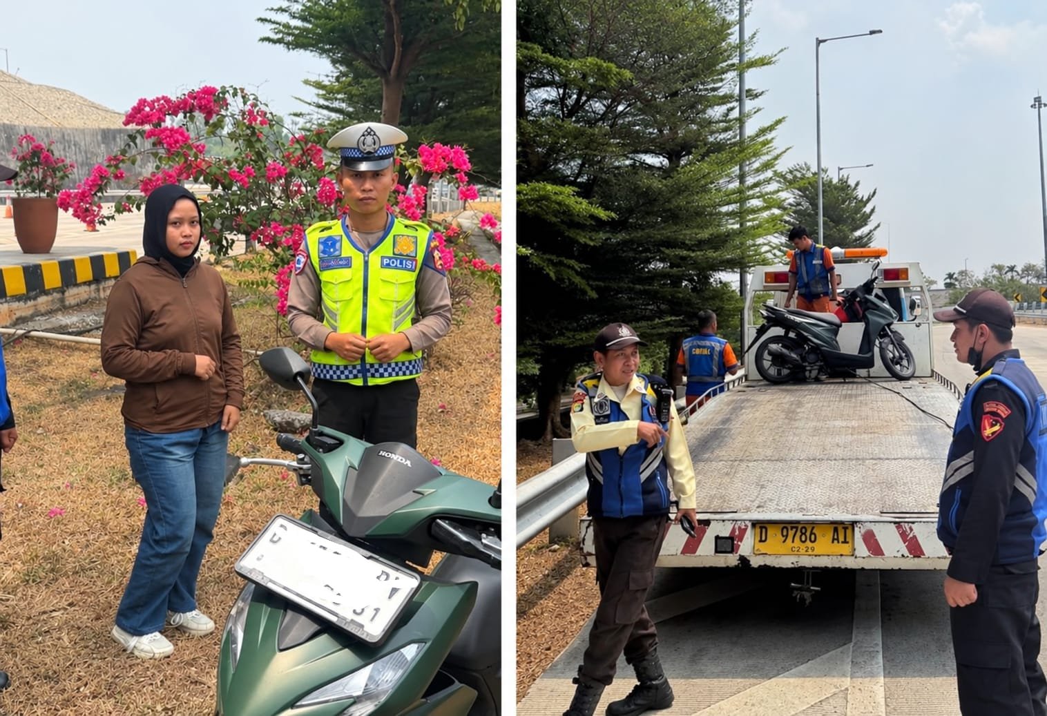 Polantas Karib Induk PJR BSD Korlantas Polri Edukasi Pengendara: Motor Dilarang Masuk Ruas Tol Serbaraja BSD